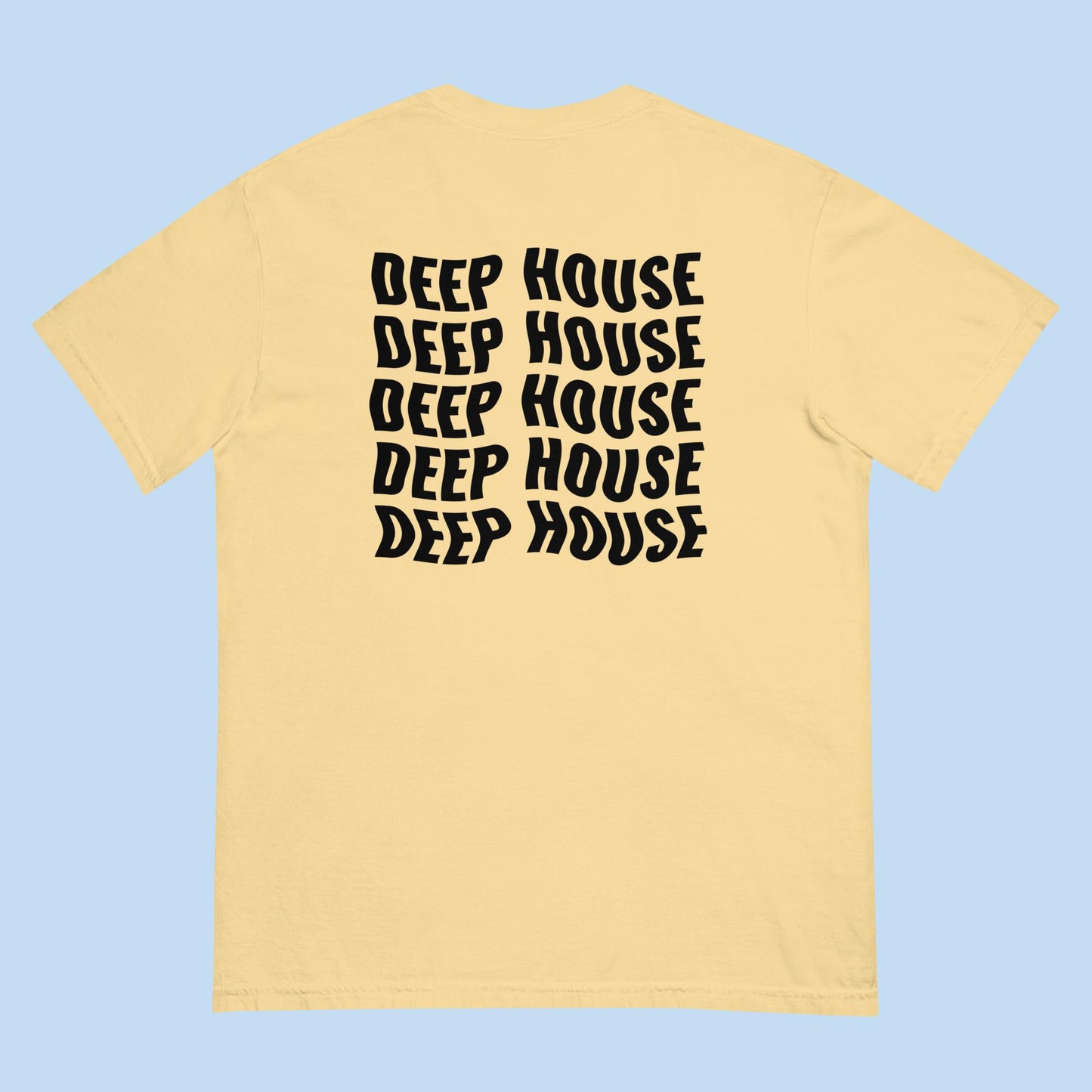 Deep House - Black Embroidery Unisex Garment-Dyed Heavyweight T-shirt