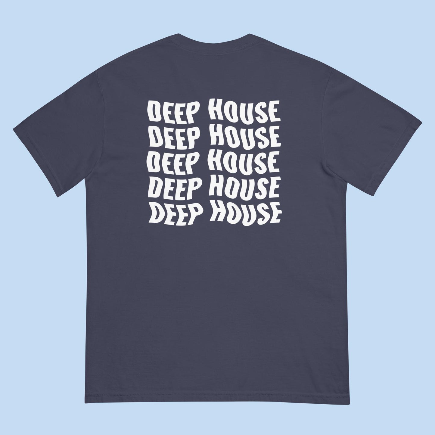 Deep House - White Embroidery Unisex Garment-Dyed Heavyweight T-shirt